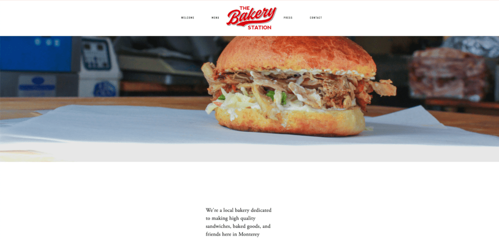 The Bakery Station Website Homepage