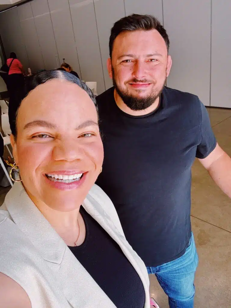 Andre and Gabby filming a production for a client