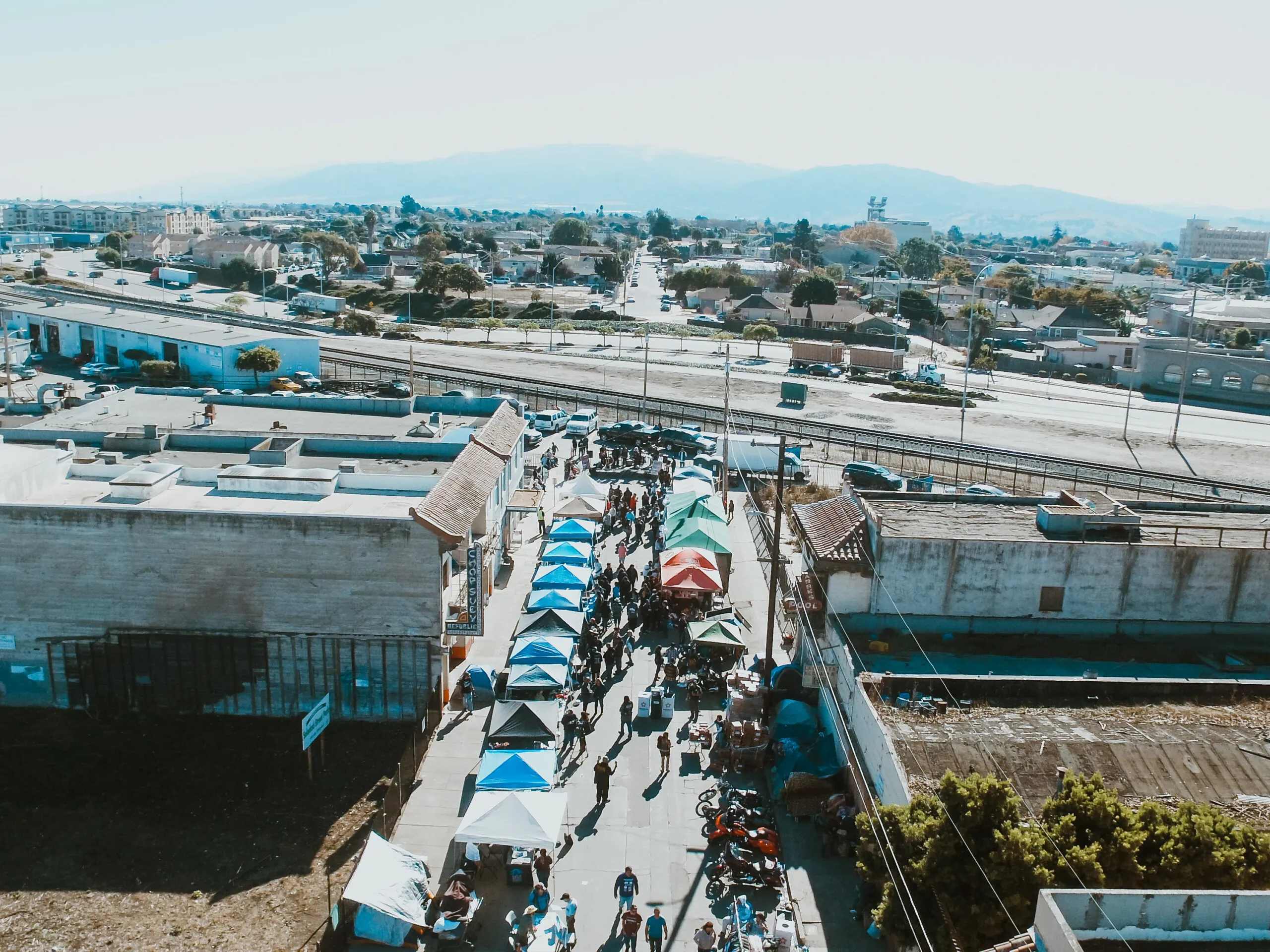 Aerial picture of Dorothy's Place, our previous client, a homeless resource center in Salinas, California.