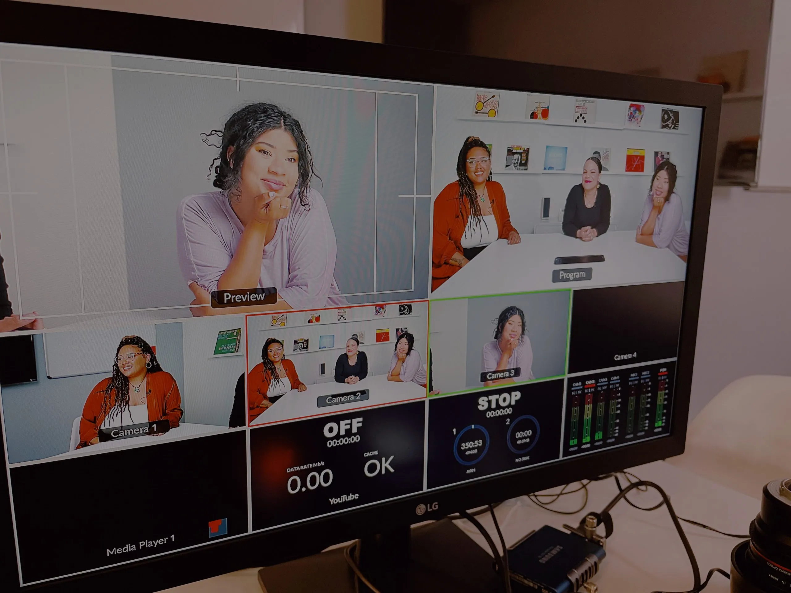 Picture of the behind the scenes of the Helps2 podcast called "The Creatives' Conversation".